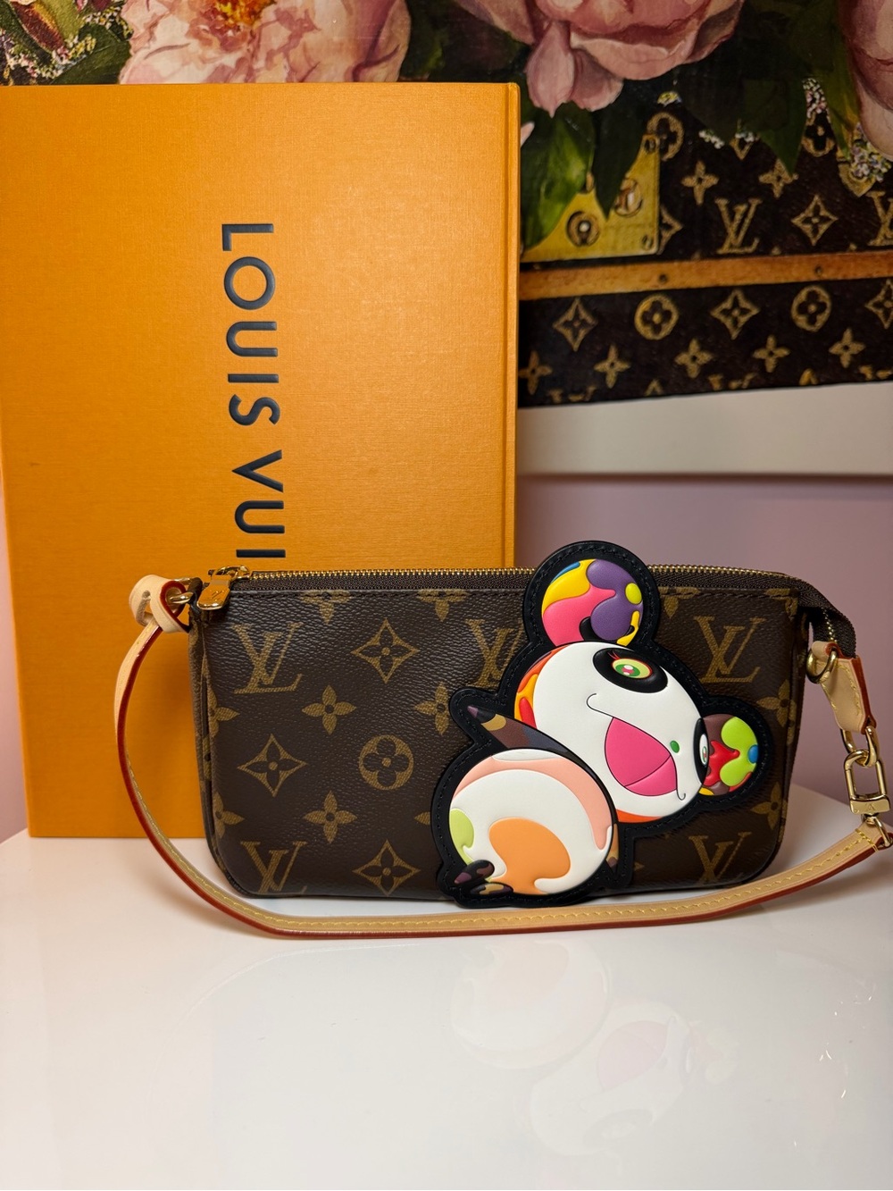 Louis Vuitton 2025 Takashi Murakami Panda Pochette Bag-  NO ball chain included